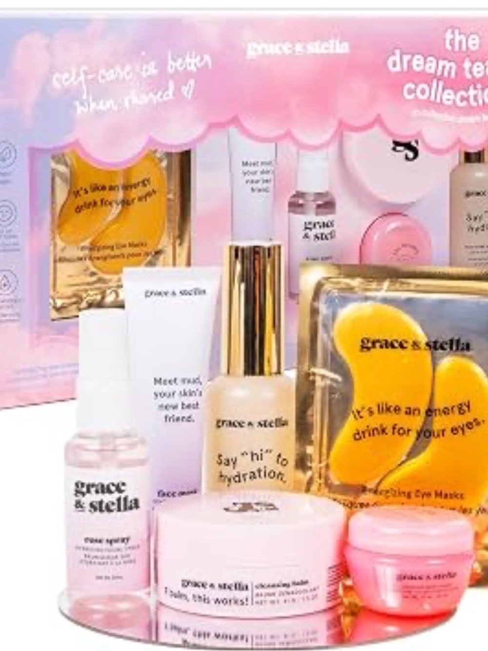 Eye mask pack among skincare items